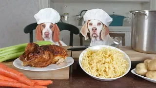 Chef Dogs Cook Chicken Noodle Soup: Funny Dogs Maymo & Potpie