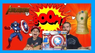 CAPTAIN AMERICA Marvel Avenger Infinity War Nerf Assembler Gear and Thanos Infinity Gauntlet