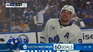 Auston Matthews scores his 60th Goal of the season in 72 games against the Sabres!