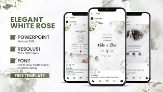 TEMPLATE UNDANGAN DIGITAL GRATIS | WHITE ROSE | POWERPOINT