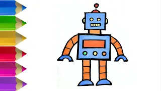 ROBOT Drawing, Coloring for kids and toddlers | How to draw a robot #easydrawing #art #easycoloring