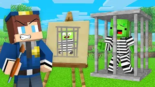 JJ Policeman use DRAWING MOD to Put Mikey in Prison in Minecraft (Maizen)