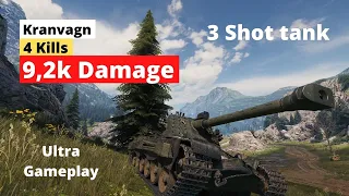 World of Tanks Gameplay - Replay Kranvagn 🔥 4 Kills 🔥 9,2k Damage - 3 Shot tank!