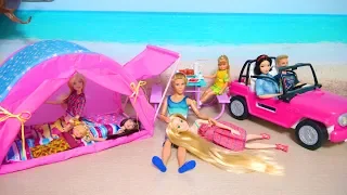 Doll Camping Tent & Barbie Beach Cruiser Unboxing Puppe Zelt Poupée Voiture Mobil boneka Barbie