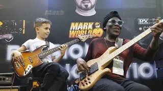 8 year old bass phenom, Aron Hodek jams with Richard Bona at 2019 NAMM