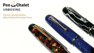 RARE Fountain Pens: Penlux Limited Edition Elite Celluloid Fountain Pens