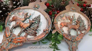 Decoupage Tutorial Christmas Decorations DIY 🎅 Holiday Decor 🎄 Air Dry Clay ideas 🦌