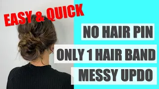 HOW TO CREATE MESSY UPDO WITHOUT BOBBY PIN |  EASY & QUICK MESSY UPDO | HAIR TUTORIAL