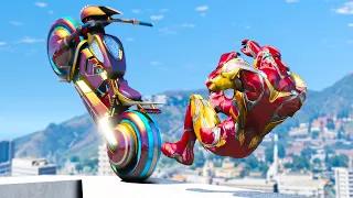 GTA 5 IRONMAN Bike Ragdolls Compilation (Falling, Car, Bike Stunt, Water Ragdoll) 1