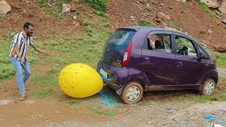 Car vs balloon || Nano Car vs Big Balloon Experiment  🚗 🎈