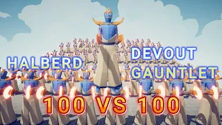 100 HALBERD VS 100 DEVOUT GAUNTLET TABS - Totally Accurate Battle Simulator