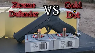 357 sig Underwood Ammo Test (65gr Xtreme Defender VS 125gr Gold Dot) in Ballistics Gel