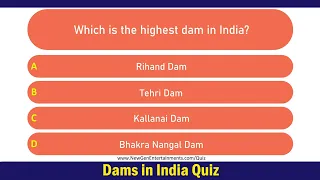 Dams in India Quiz | Geography of India Quiz | 25 Important India GK Questions | #IndiaQuiz