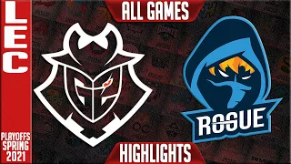 G2 vs RGE Highlights ALL GAMES | LEC Spring 2021 Playoffs Semifinals | G2 Esports vs Rogue