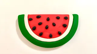 ♥️ Clay art- how to make watermelon slice | model craft tutorial super easy DIY