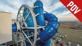 Slidewheel: Crazy ROTATING Water Slide POV | Aquapark Reda - Aquaspinner
