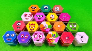 Hunting Numberblocks Hexagon Shapes with Rainbow CLAY Mix Coloring! Satisfying ASMR Videos