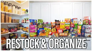 MAJOR RESTOCK AND ORGANIZE WITH ME | PANTRY & FRIDGE ORGANIZATION | CLEANING MOTIVATION