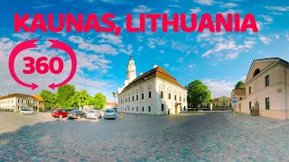 Kaunas Townhall Square, Lithuania VR 360 travel video. Литва, Каунас, панорамное видео.
