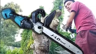 gerinda cordless dijadikan chainsaw !! cara merakit