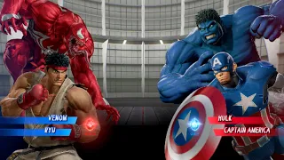 Venom & Ryu V's Hulk & Caption America [Very Hard]AI Marvel vs capcom infinite game Play