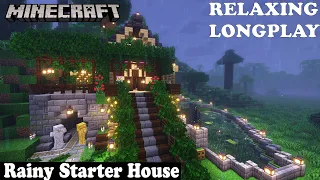 Minecraft Relaxing Longplay - Rainy Starter House - Cozy Cottage House (No Commentary) 1.19