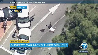 Suspect carjacks 2 vehicles during police chase in California