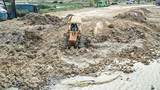 Incredible New Project Big Land Filling Up Technique Place Truck Bulldozer Pushing Soil