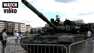 Captured Russian artillery on display in Prague