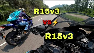 *R15v3 vs R15v3*|full throttle bike race||close calls