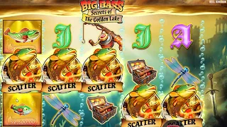 BIG BASS SECRETS OF THE GOLDEN LAKE  5 SCATTERS 20 FREE SPINS EPIC WIN BONUS BUY ONLINE CASINO SLOT