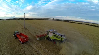 Farm harvesting wheat with Claas Lexion 770 Terra Trac