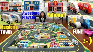 Family Toy Channel: Play Town! Children's Play Rug Playtime. Toy Cars and Toy Trucks. Wooden Toys