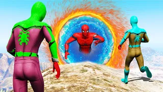 GTA 5 Rainbow Spiderman Jumping Into Portals (Ragdolls/Euphoria Physics) Ep16
