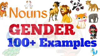 Gender | Gender in Noun | 100 Useful Example of masculine  feminine gender | #gender #childrensMusic