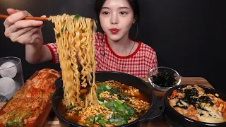 SUB)Super spicy ramyeon & cheese rice with extra corn🍜 noodle mukbang asmr Eating Sounds