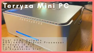 Terryza Mini Windows Pro PC, Celeron N3350, 4GB/64GB ROM, 2 HDMI outputs, Micro SD, expandable SSD!