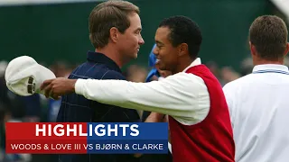 Tiger Woods & Davis Love III vs Thomas Bjørn & Darren Clarke | Extended Highlights | 2002 Ryder Cup