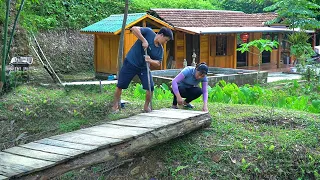 Dismantling the old rotten wooden bridge. Build bridge abutments, prepare to build a big bridge