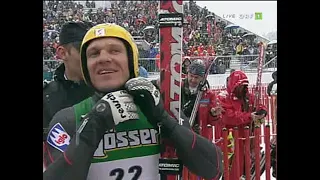 Hermann Maier Comeback 2003 Kitzbühel Super-G - Hermann zeigt Emotionen - (Rennen ab Läufer 20)