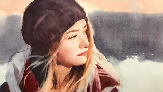 Watercolor Portrait Painting of a Girl