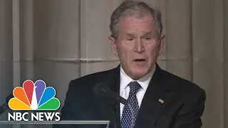 Former President George W. Bush Holding Back Tears, Eulogizes Dad As 'A Loving Man' | NBC News