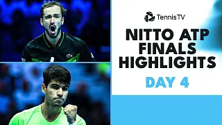 Alcaraz Takes On Rublev; Medvedev Faces Zverev | Nitto ATP Finals 2023 Highlights Day 4