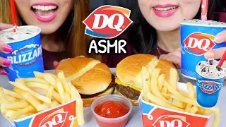 ASMR DAIRY QUEEN (OREO BLIZZARD, BURGERS, FRIES) 치즈버거 리얼사운드 먹방 | Kim&Liz ASMR