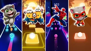 Talking Tom 🆚 Minions 🆚 spider man 🆚 Talking Tom Hero | Edm Rush | Dancing road #edmrush #trending