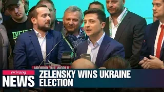 Political newcomer Volodymyr Zelensky celebrates victory in Ukraine's presidential elections