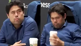 Hikaru Nakamura Takes One Sip of His Cooled Down Coffee to Focus to Game Just Before He Plays