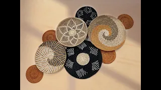 Rattan Boho Hanging Wall Baskets Decor