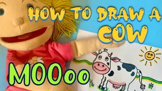 How to draw a cow, teaching kids how to draw farm animals