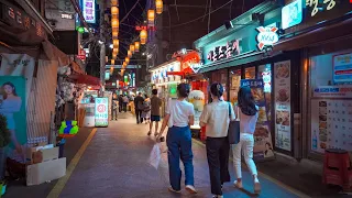 [4K] Night Walk on peaceful Seochon Village | City Night, Seoul, Korea, Gyeongbokgung Palace